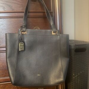 Ralph Lauren Black Leather Tote Bag